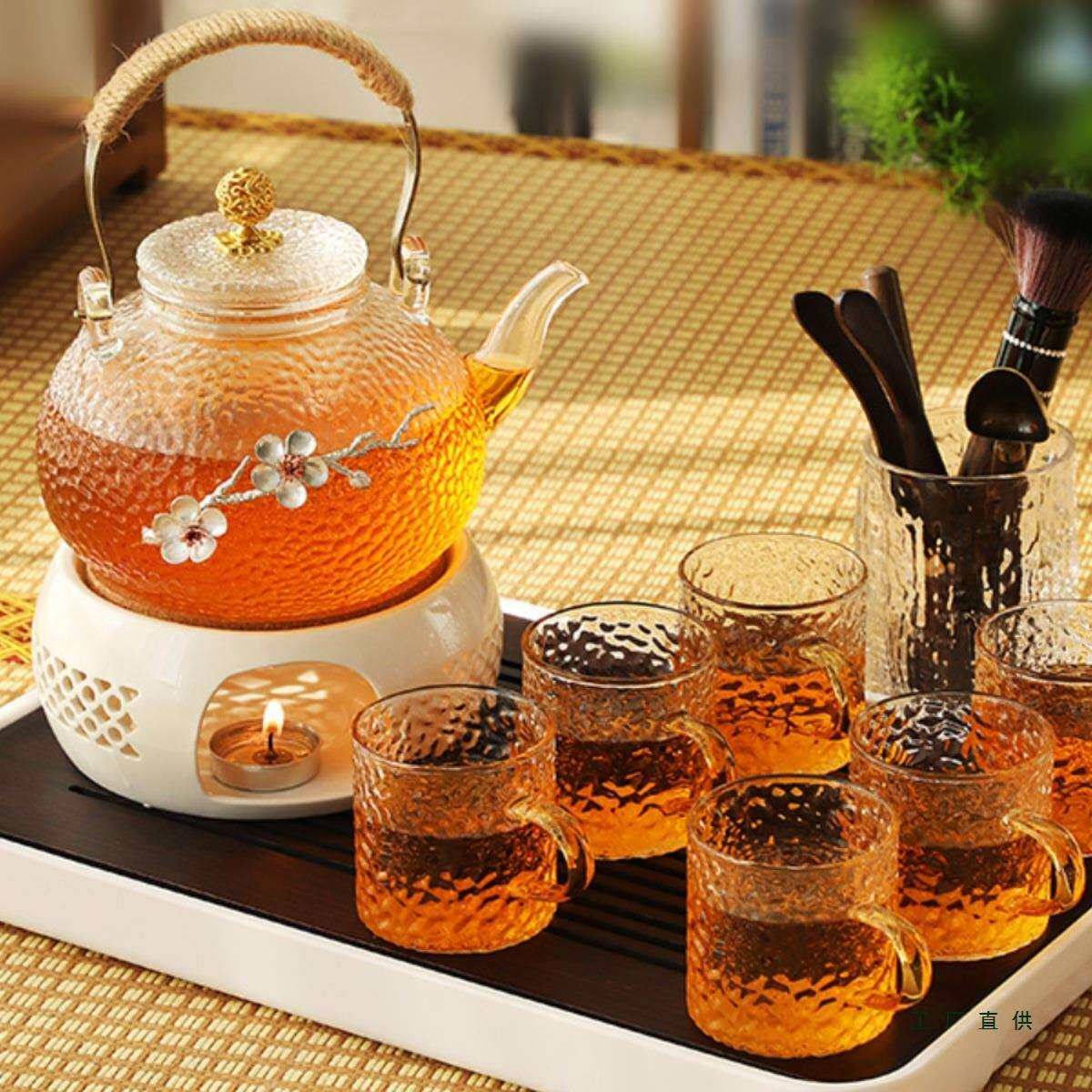 耐热玻璃花茶壶带过滤保温电陶炉煮茶器下午茶具套装加热蜡烛底座