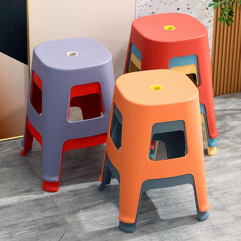 塑料凳子加厚家用加厚现代简约可叠放摞叠舒服椅子方凳板凳智高圆