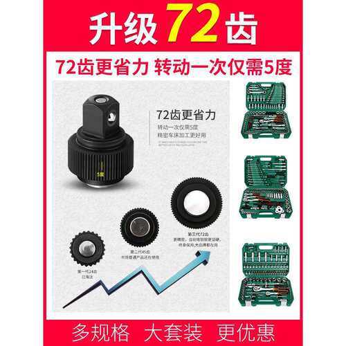 棘轮扳手工具套装多功能修车汽车维修汽修箱快速套管套筒组合