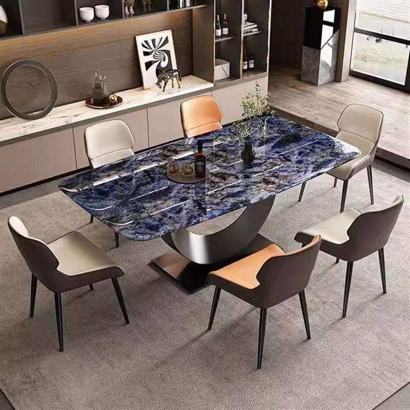 奢石岩板餐桌简约家用大小户型长方形大理石轻奢现代超晶石餐桌椅