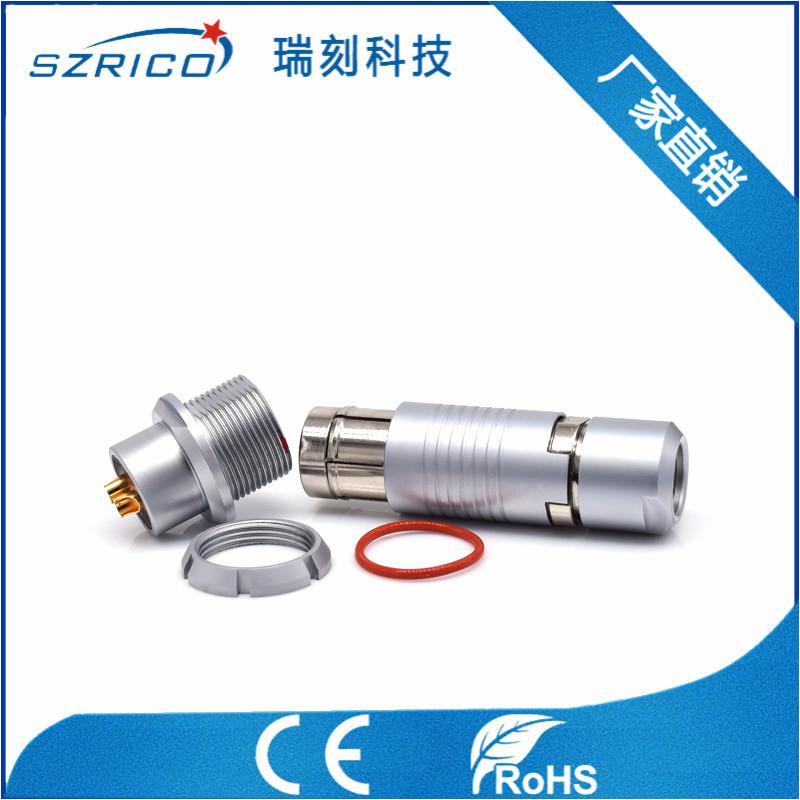 金属防水型圆形连接器3F2芯半月片接头母座IP68防水连接器M18厂家