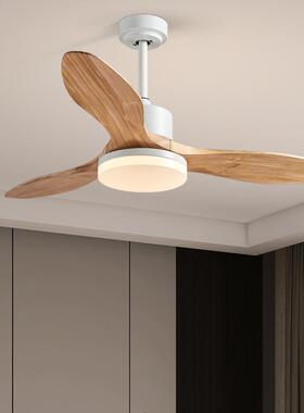 吊扇灯北欧实木扇叶风扇灯LED风扇灯餐厅吊灯扇遥控中山灯具