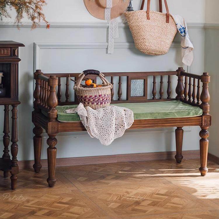 复古长椅中古长凳双人椅家用餐厅客厅卧室椅子咖啡厅玄关椅