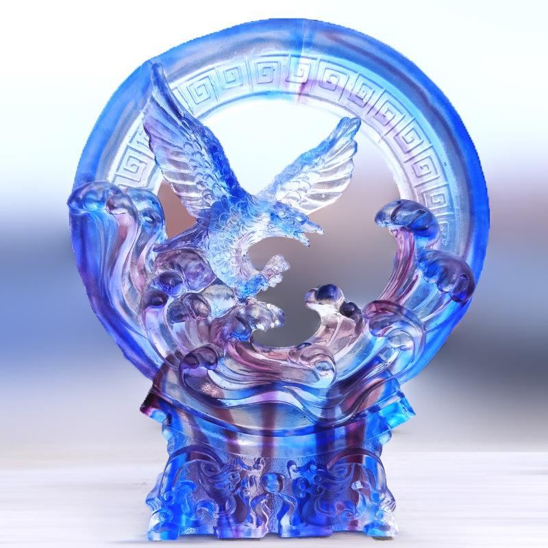 琉璃鹰摆件客厅办公桌面书房前台桌面摆放高档商务送礼鹏程万里