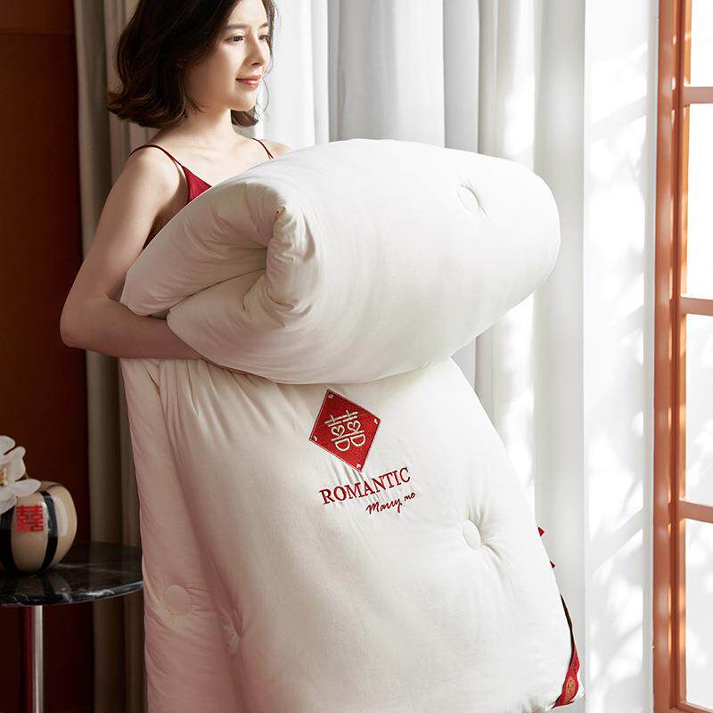 婚庆大豆蛋白纤维喜字刺绣结婚被子春秋冬被加厚保暖被芯婚房被褥