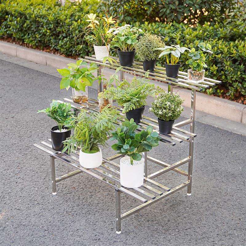不锈钢花架子阳台户外多层架客厅庭院阶梯式置物架加宽多肉花盆架