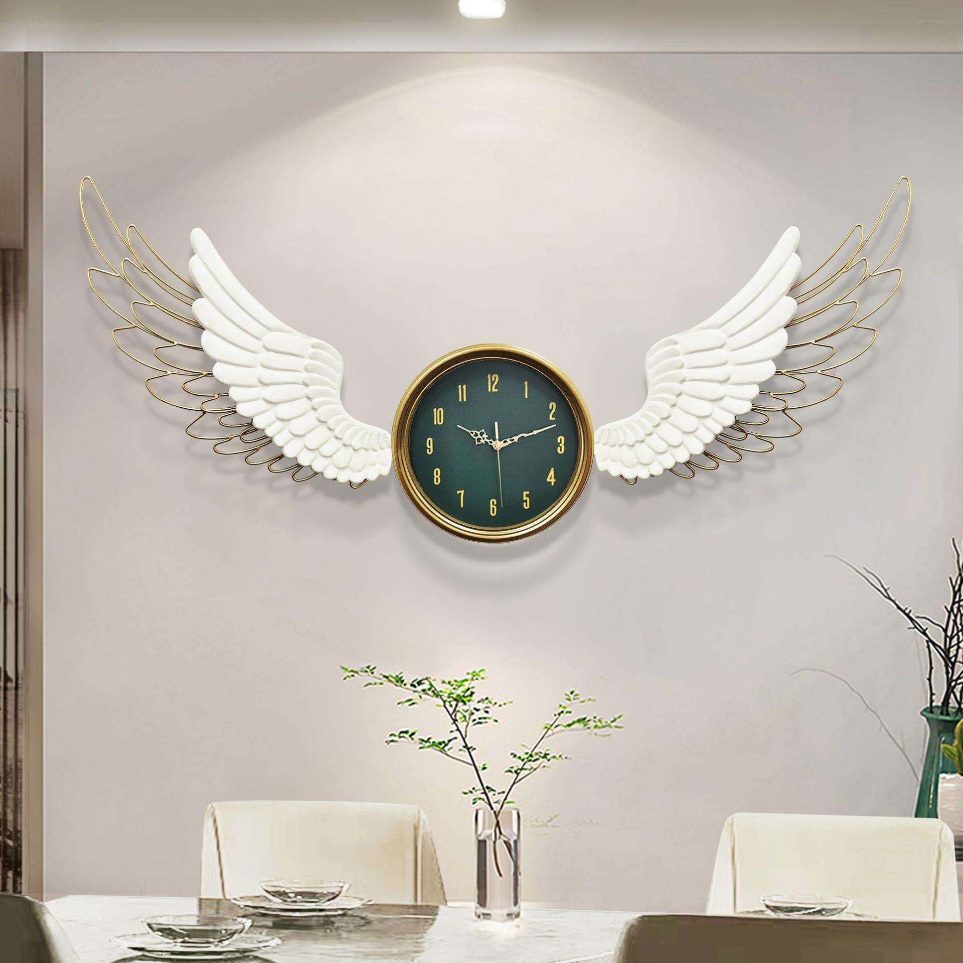 时尚北欧翅膀钟表客厅现代简约家用装饰时钟挂墙网红创意餐厅挂钟