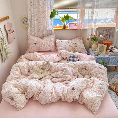 皱皱双层纱A类母婴级四季季柔软透气四件套学生宿舍三件套