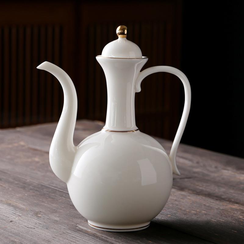 羊脂玉家用酒壶陶瓷分酒器高档酒具德化白瓷中式仿古酒壶酒杯创意