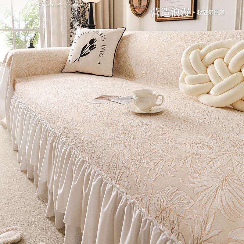 法式奶油风沙发巾2025新款雪尼尔四季通用一片式铺盖防滑套罩盖巾