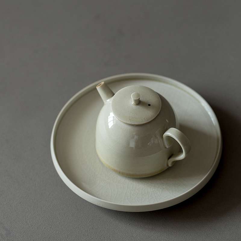 草木灰壶承干泡盘陶瓷小茶盘简约干泡台茶台茶点盘养壶垫茶道配件