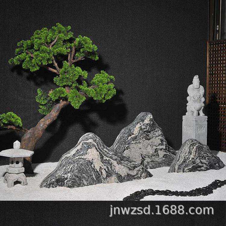枯山水造景景观石厂家 商场景观雪花石价格 别墅雪浪石切片图片