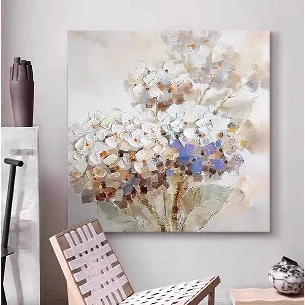手绘肌理法式简约客厅装饰画走廊植物花卉画抽象肌理玄关餐厅挂画