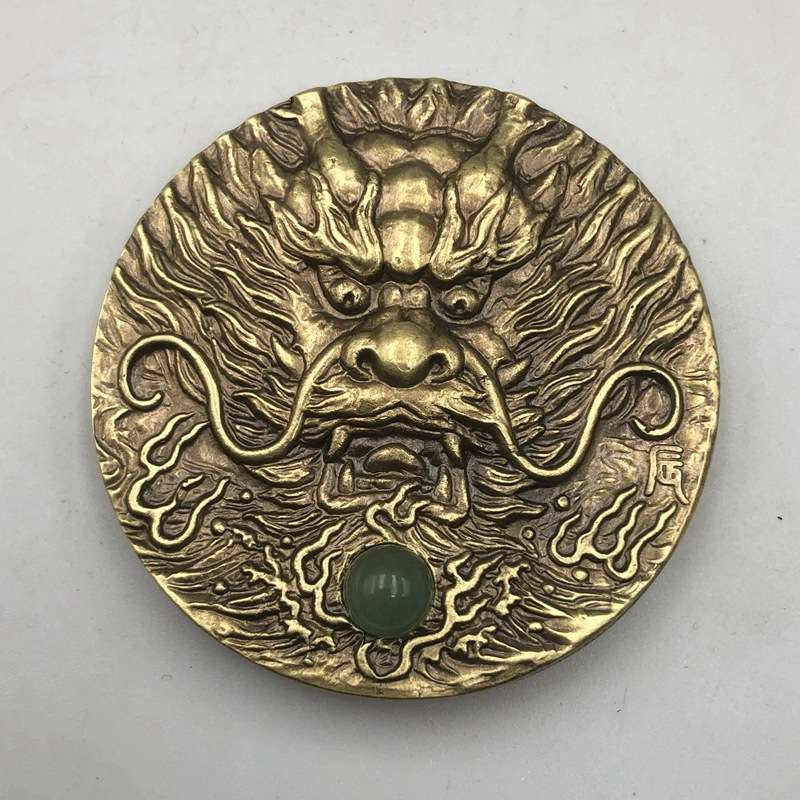 十二生肖摆件 生肖龙铜牌 猪年大铜章古玩杂项家居工艺摆件 铜器