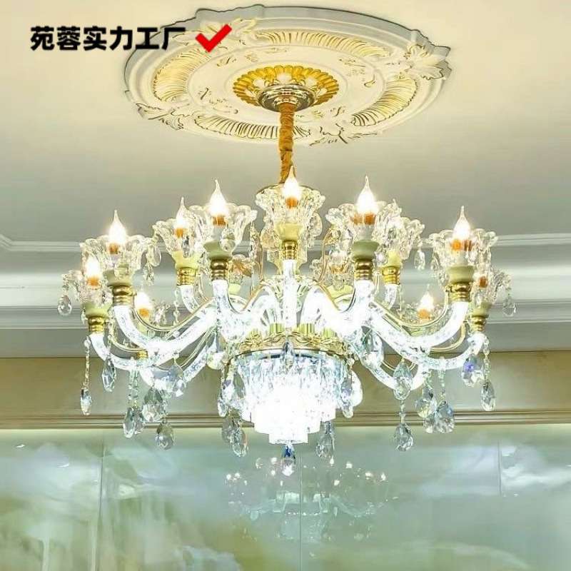 欧式水晶吊灯客厅餐厅卧室别墅家用成套灯2025新款网红蜡烛灯具