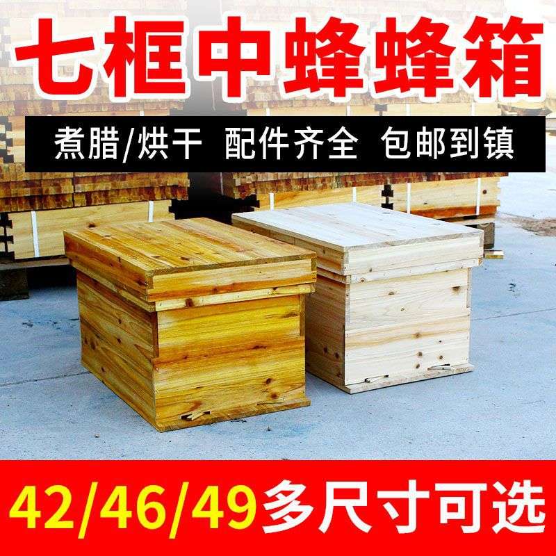 蜜蜂蜂箱七框杉木 广式1.1厚箱全套一整套育王诱蜂专用箱 蜂具