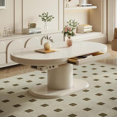 W82024新款充电奶油风多功能升降茶几餐桌书桌两用多用家用智能电