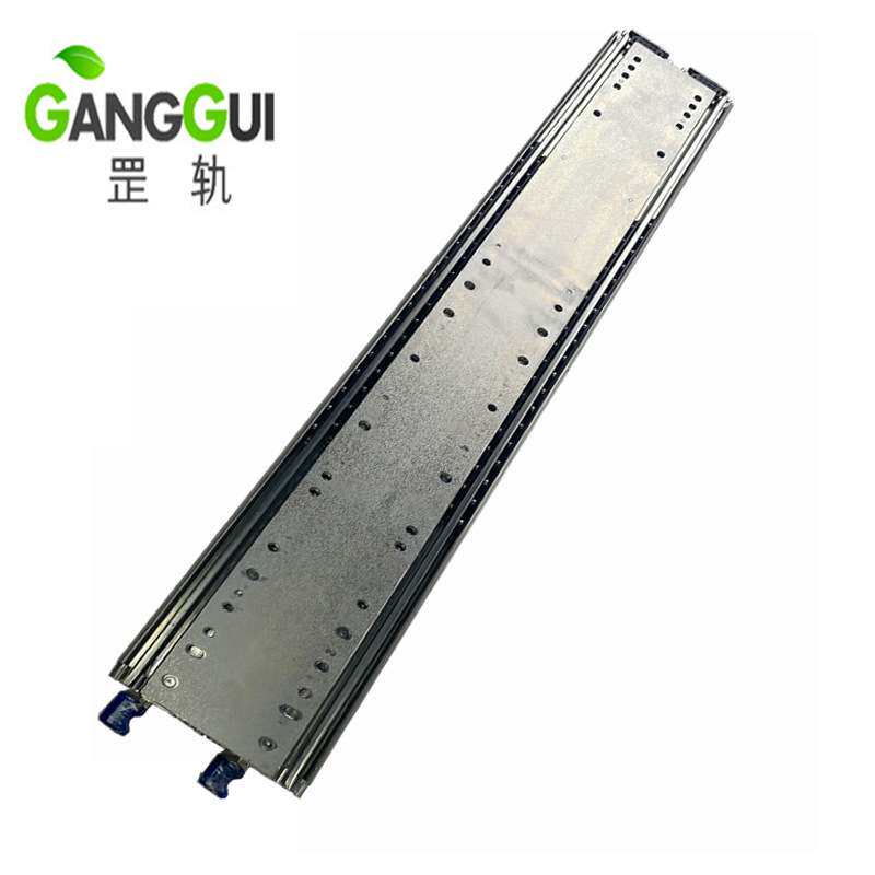 三节双排带锁重型滑轨加宽自锁大型工业柜抽屉滑轨承载500kg滑道
