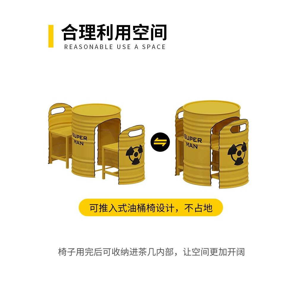 j8桌椅户外工业风油桶网红酒吧咖啡厅烧烤店休息区桌椅创意铁艺g3