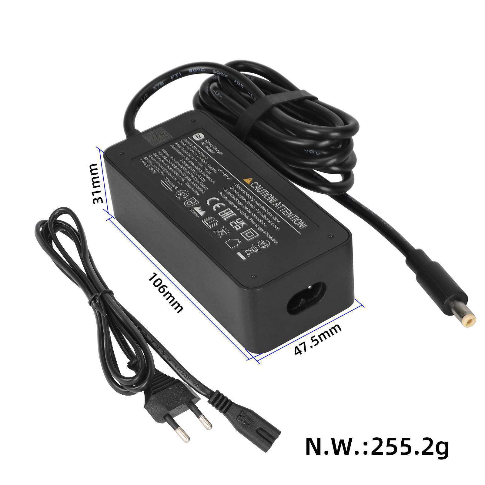 M365ProPro21S电动滑板车通用配件 24.2V1.5ADC2.1黄头欧规充电器