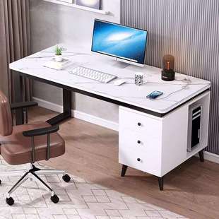 台式桌办公桌岩板电脑桌带主机位带抽屉家用简约书桌柜一体写字台