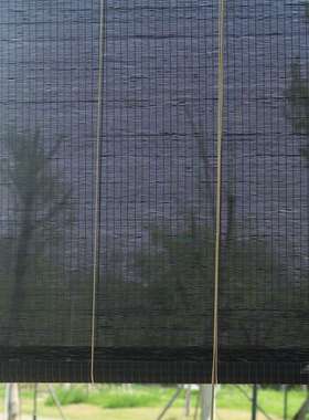 复古黑色竹帘遮光遮阳隔断帘客厅阳台竹窗帘茶室装饰帘竹帘竹卷帘