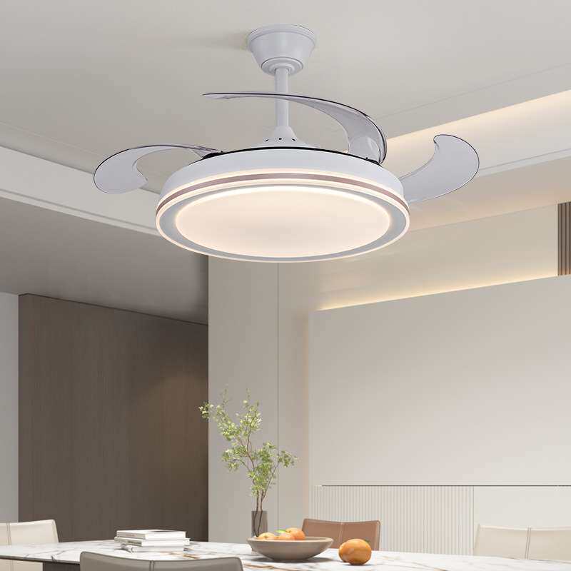 语音控制42寸LED吊扇灯 餐厅客厅现代简约遥控隐形扇叶白色风扇灯