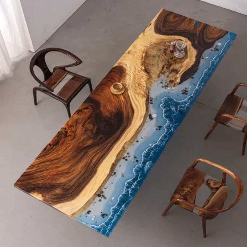 跨境南美胡桃木树脂大板实木冰晶桌透明茶桌办公室接待洽谈河流桌,3C数码配件,USB灯,淘宝优惠券,粉丝福利购,淘宝优惠卷