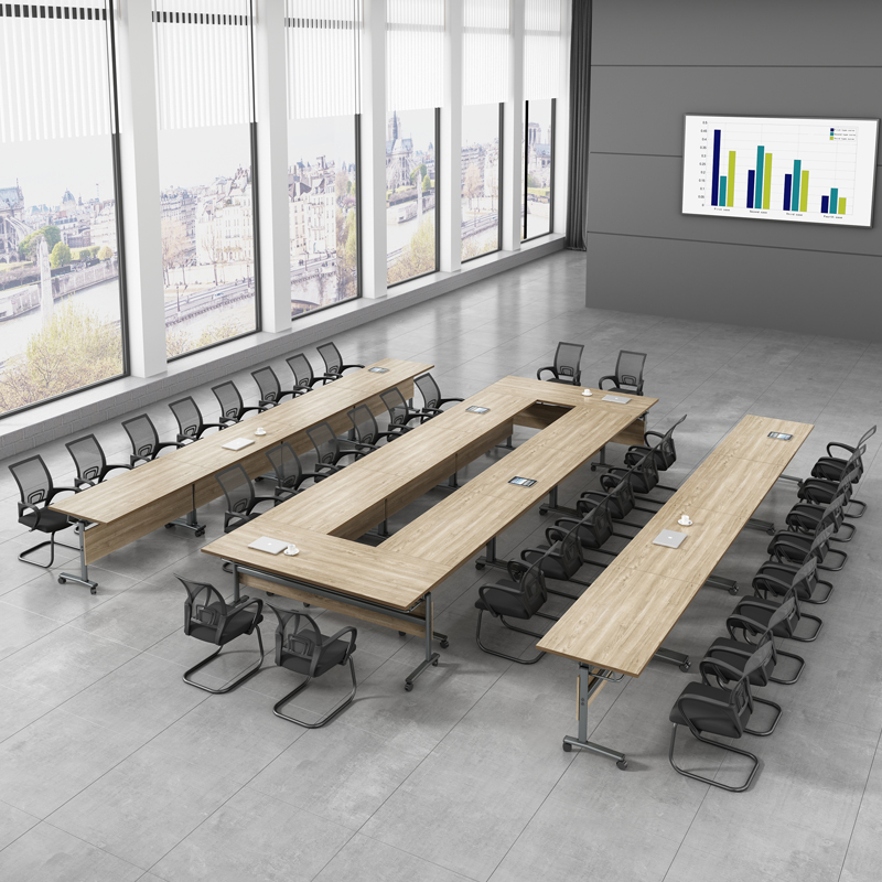 多功能折叠培训桌椅组合可移w动会议桌条桌培训班双人课桌办公桌