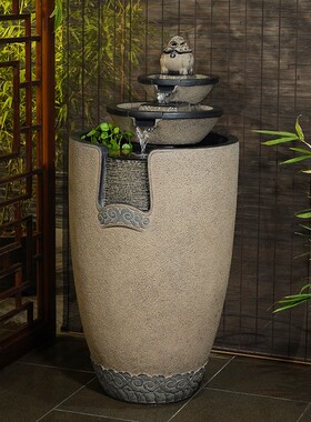 新中式流水摆件室内客厅电视柜旁循环G水喷泉落地新居开业招财景