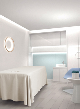 自在之橙美容院床罩网红极简风y格一片式弧形底边床罩白色床单纯