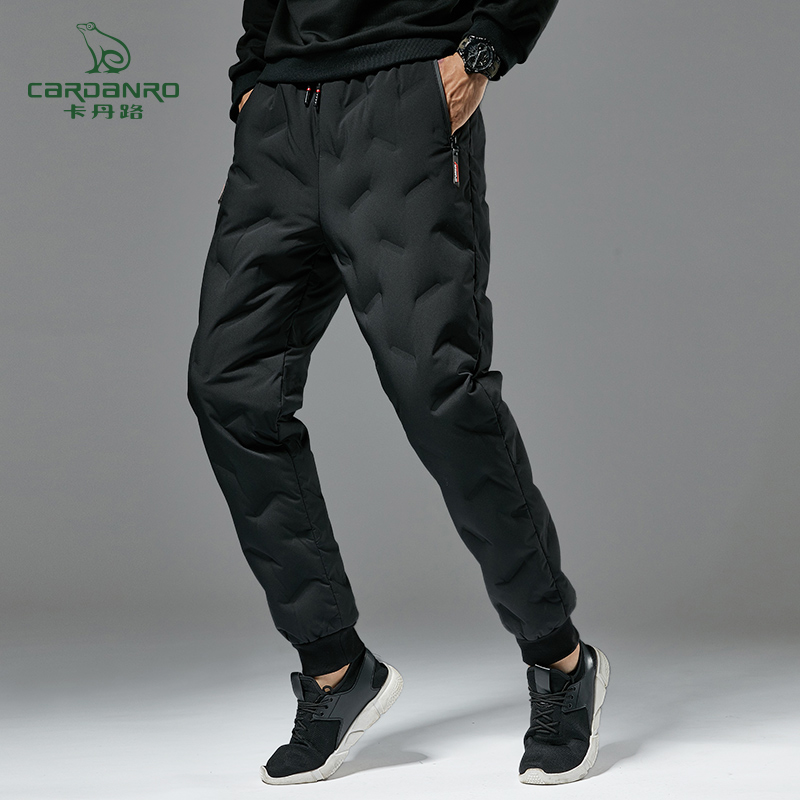 秋冬款男士户外运动羽绒裤外穿加厚保暖防寒休闲束脚长裤YF