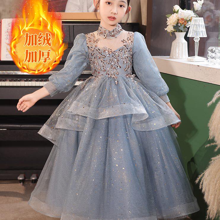 女童礼服模特宴钢琴演出服宴会台儿童主持人晚走秀公主裙T长裙女