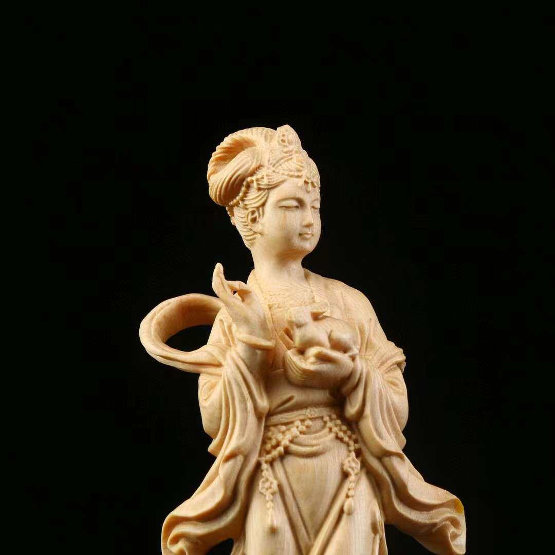 【月宫仙子】桧木嫦娥奔月摆件实木雕刻仙女姐姐家居装饰工艺品