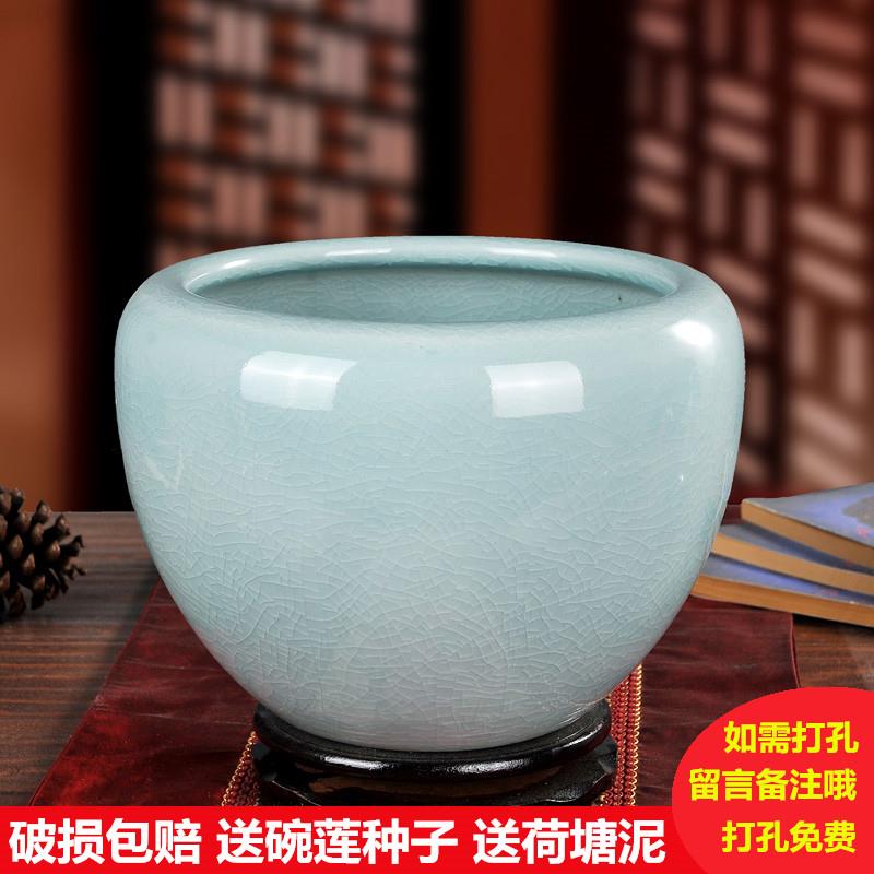 景德镇碗莲盆缸陶瓷睡莲水培荷花盆铜钱草缸家用铁树盆蝴蝶兰