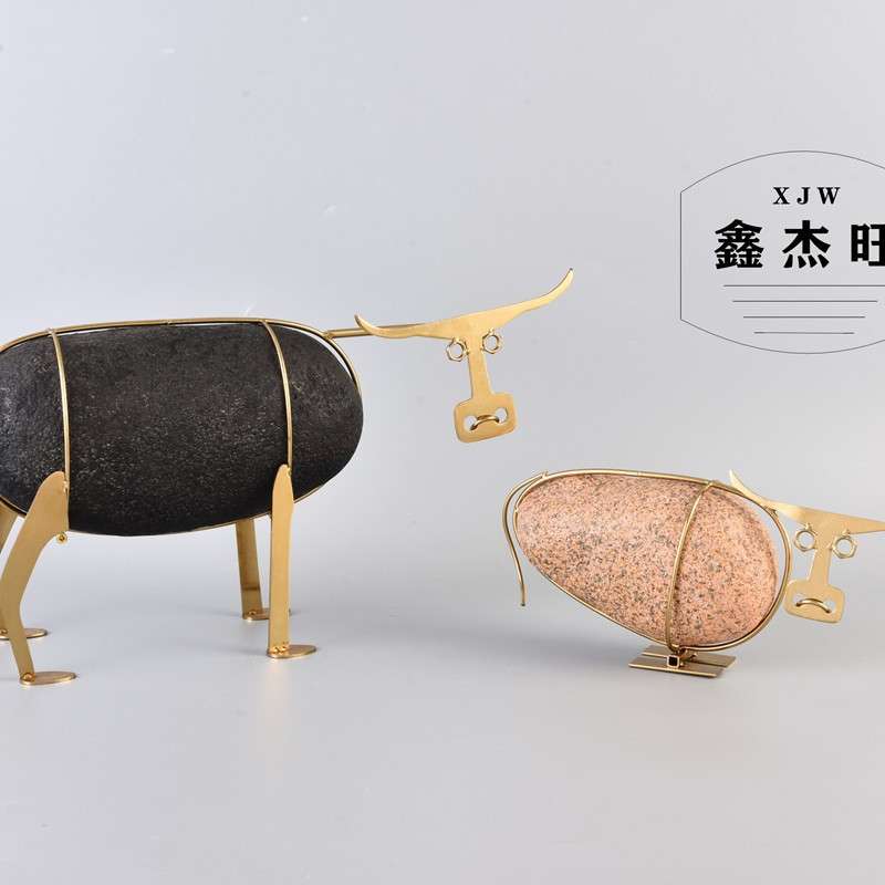 新中式简约创意树脂铁艺摆件样板房办公桌面书房软装饰品设计国潮