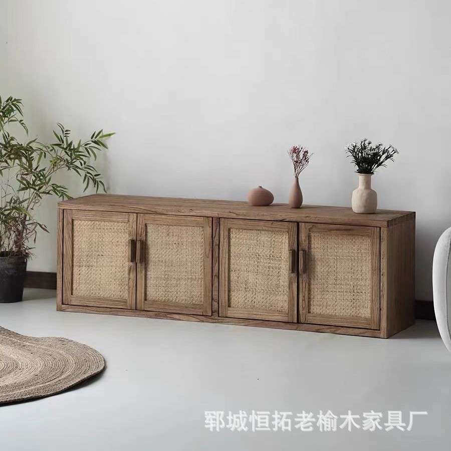 老榆木储物阳台地柜榻榻米炕柜收纳矮柜可坐人窗台书柜卧室飘窗柜