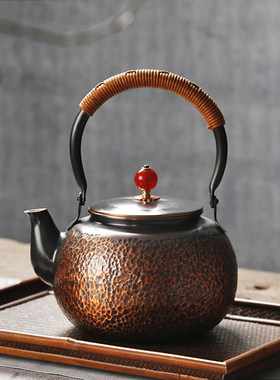 纯手工纯铜茶壶紫铜烧水壶锤纹金属功夫茶具电陶炉日式仿古煮泡茶