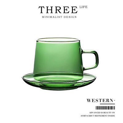 TlifeWestern杯具日式玻璃咖啡杯带把手耐高温玻璃杯  西郊