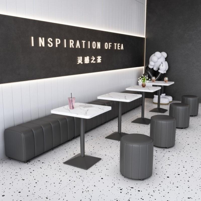 餐厅靠墙卡座沙发 咖啡厅奶茶店书吧桌椅 工业风商用无靠背长条凳