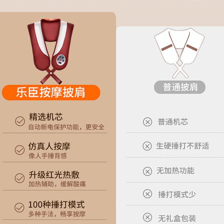 加热捶打腰部神器电动颈颈部按摩仪背部捶背敲按摩披肩颈椎按摩器