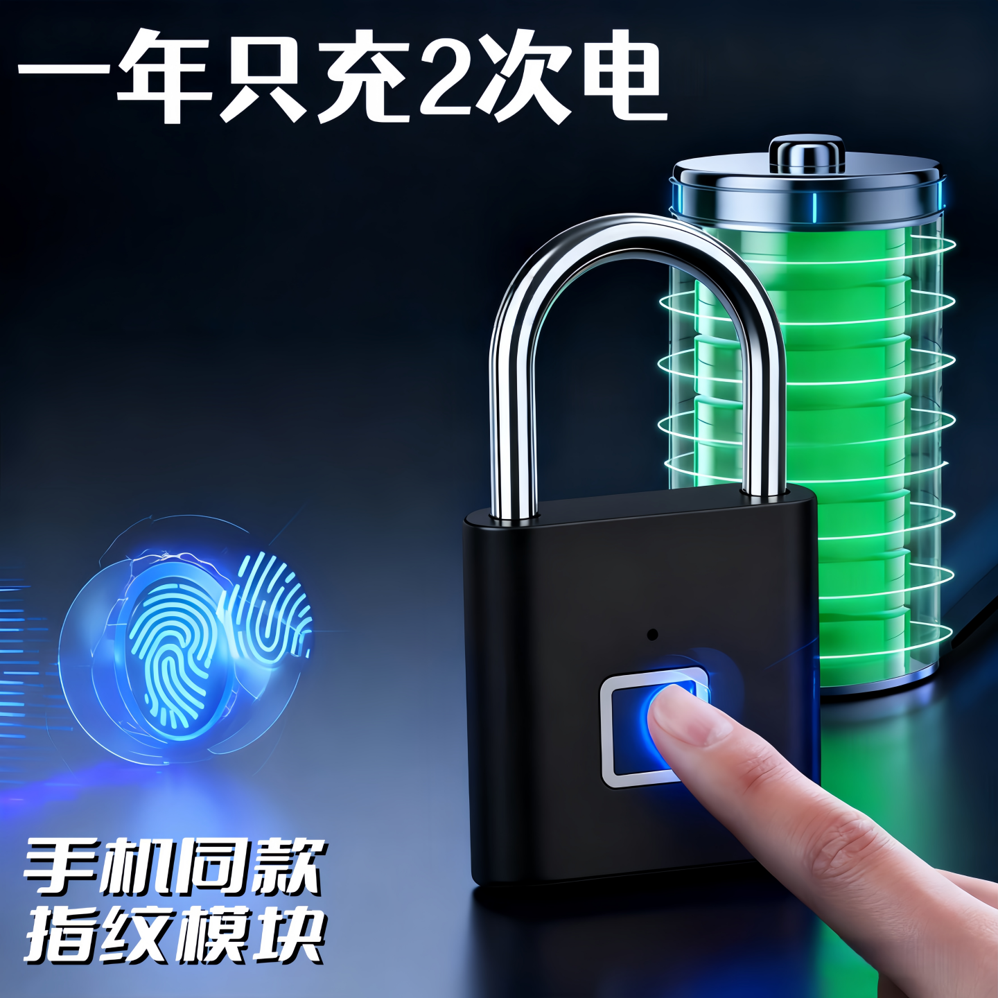 智能指纹挂锁电子锁仓库出租屋门锁宿舍储物柜小锁头旅行箱包挂锁