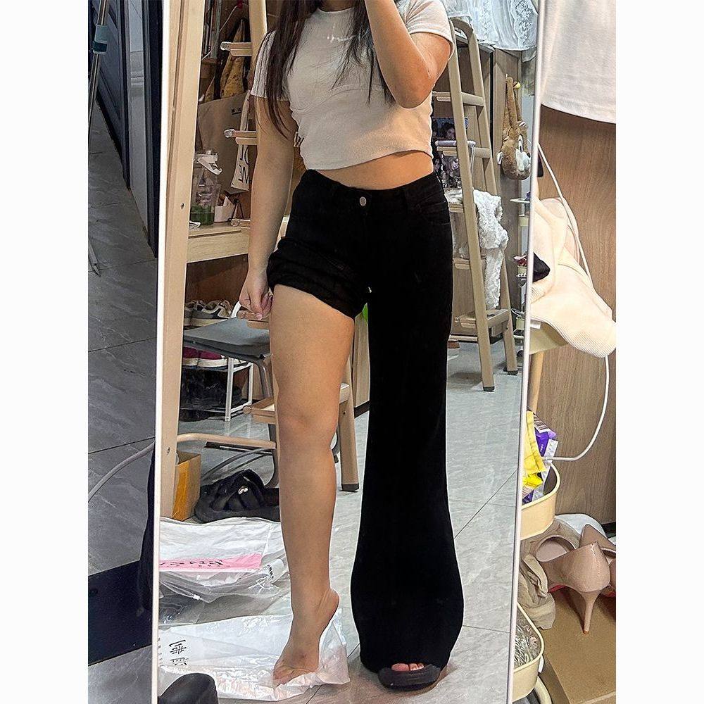 黑色不贴腿微喇牛仔裤女春季大码胖mm高腰遮肉梨形身材喇叭裤,女装/女士精品,牛仔裤,淘宝优惠券,粉丝福利购,淘宝优惠卷