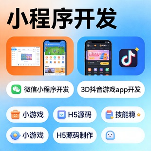 微信小程序开发定制 抖音小游戏 H5 制作 3D 游戏 APP 软件开发