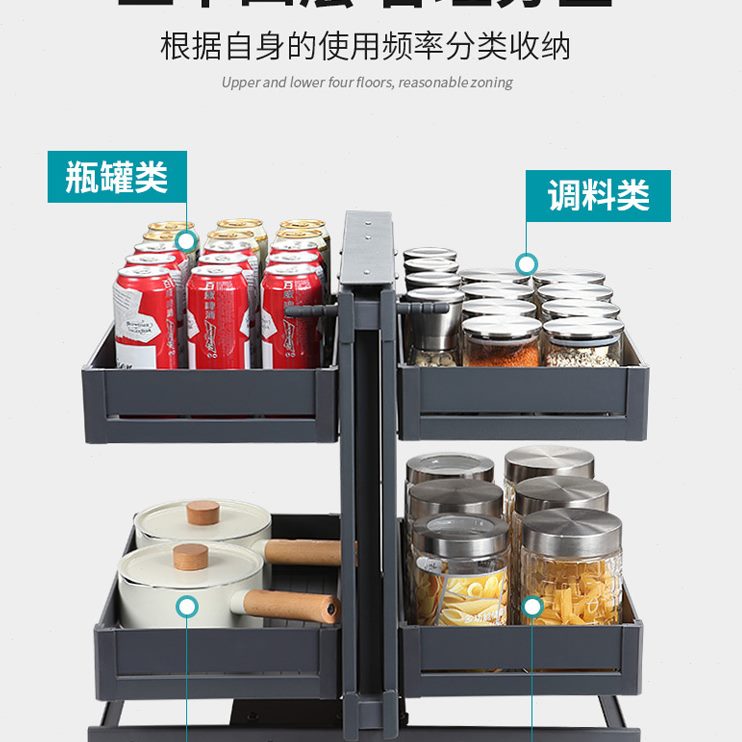 小怪物转角角置物架柜拉篮橱柜体拐拉小厨柜全橱柜拉篮厨房锅架出