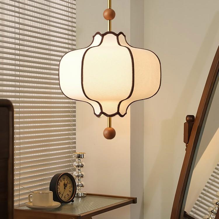 法式中古卧室布艺吊灯复古简约餐厅吧台南洋实木浪漫房间主灯具