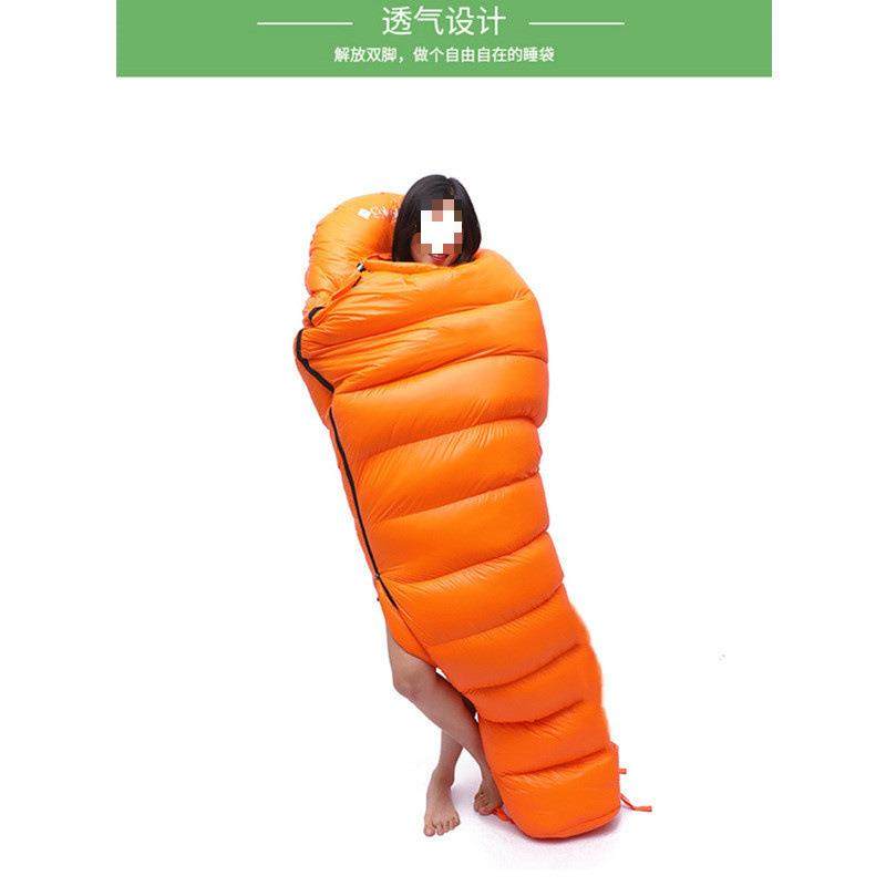 W7V户外羽绒睡袋零下冬季大人双人露营加厚鹅绒成人防寒超轻保暖