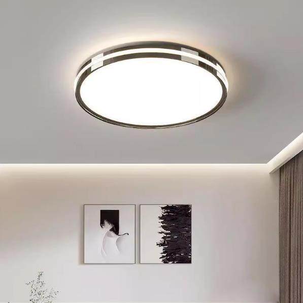 铁艺亚克力led三色无极护眼客厅卧室走廊吸顶灯简约珍珠黑亮光漆