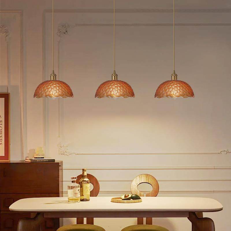 餐厅吊灯2025年新款全光谱护眼法式复古玻璃卧室床头小吊线灯