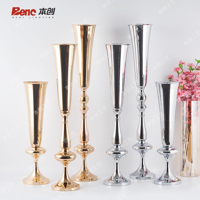 婚礼创意布置花器酒店家用寿宴装饰水晶花瓶铁艺工艺品摆件